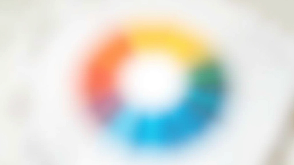 Close-up of a traditional color wheel showing primary secondary and tertiary color divisions