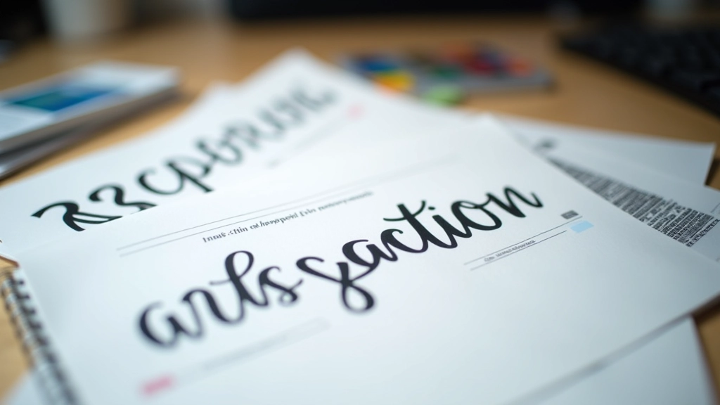 Typography samples showing different font families and sizes on layout grid